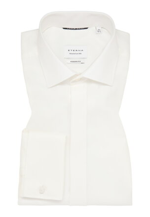 Svatební ETERNA Modern Fit krémová neprosvítající košile dlouhý rukáv Rypsový kepr Non Iron 100% bavlna Francouzská manžeta - Prodloužená 68 cm