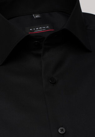 ETERNA Modern Fit černá neprosvítající košile dlouhý rukáv Rypsový kepr Non Iron