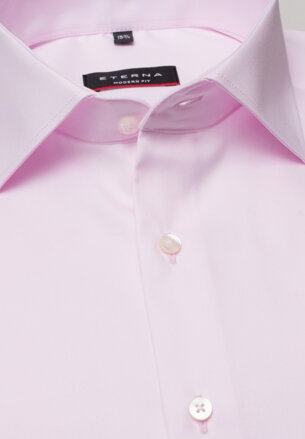 ETERNA Modern Fit růžová neprůsvitná košile dlouhý rukáv Rypsový kepr
