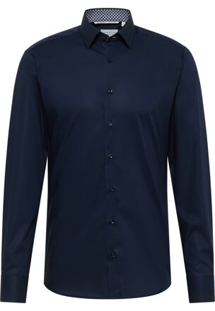 Luxusní tmavě modrá pánská strečová košile s kontrastem ETERNA Slim fit 
