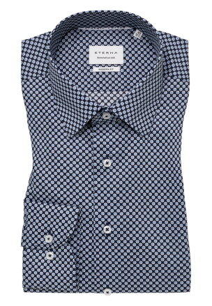 Vzorovaná nežehlivá košile ETERNA Modern fit Dynamic cotton v navy barvě