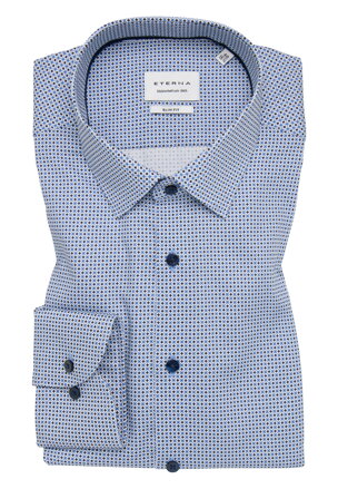 Modrá bavlněná pánská košile ETERNA slim fit s potiskem