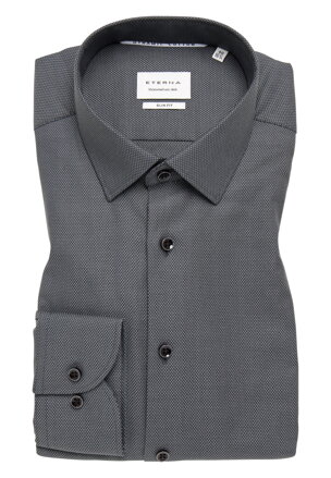 ETERNA Slim fit černo šedá košile s jemnou strukturou Non Iron
