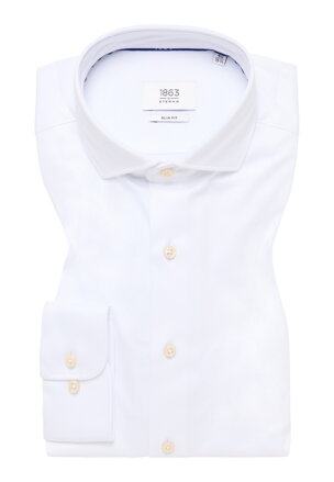 1863 BY ETERNA Jersey luxusní pletená pánská košile bílá Slim Fit super soft Easy Care