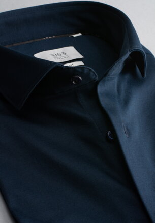 1863 BY ETERNA luxusní pletená pánská košile půlnoční modrá ETERNA Slim Fit super soft Easy Care
