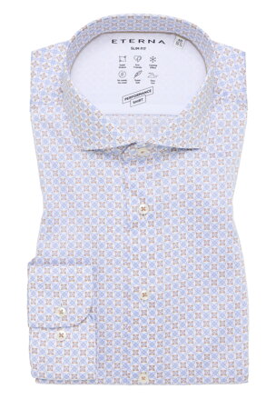 ETERNA Slim fit modro hnědá košile streč Performance Easy Iron