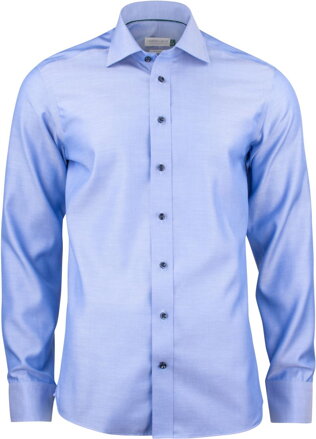 J. Harvest & Frost pánská bavlněná nežehlivá košile Slim fit středně modrá