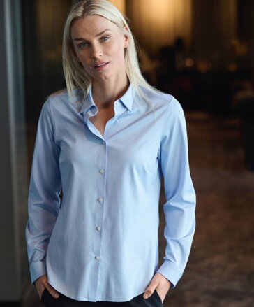  J. Harvest & Frost dámská košile Oxford s dlouhým rukávem modrá Modern Easy Care