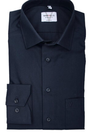 Marvelis Modern Fit pánská košile dlouhý rukáv 100 % popelín modrá Navy