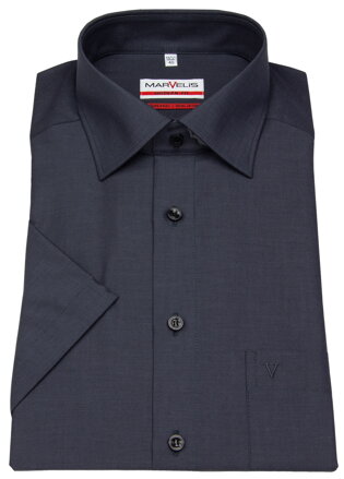 Marvelis Modern Fit pánská košile 100 % popelín antracit krátký rukáv