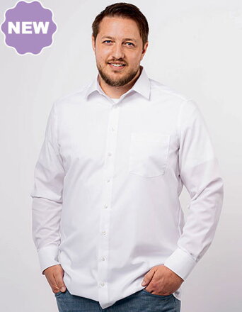 Marvelis Comfort Fit pánská košile dlouhý rukáv 100 % popelín bílá