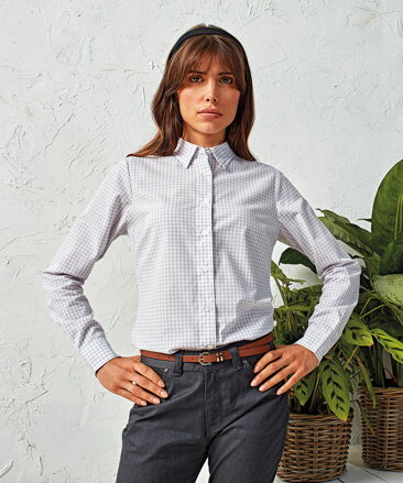 Atraktivní dámská kostkovaná košile Slim fit Premier