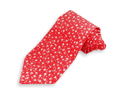 Pánská červená kravata s květinovým vzorem