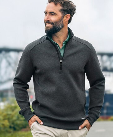 Elegantní pánská mikina se stojáčkem a zipem do 1/4 Pemberton Cutter&Buck