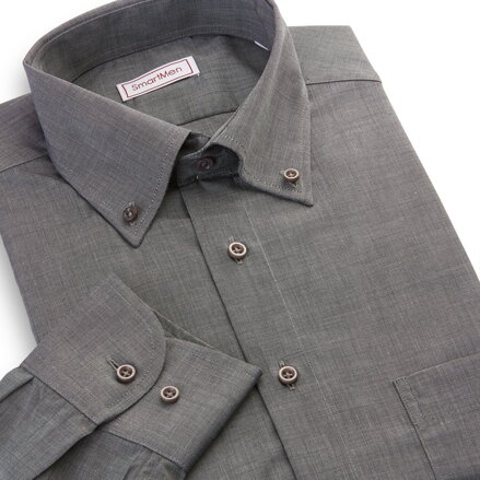 Pánská košile SmartMen tmavě šedý melír dlouhý rukáv Button-down Slim Fit