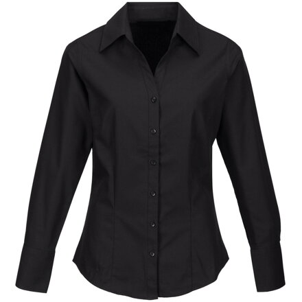 Pracovní košile dámská černá dlouhý rukáv 100 % bavlna s úpravou pro snadné žehlení