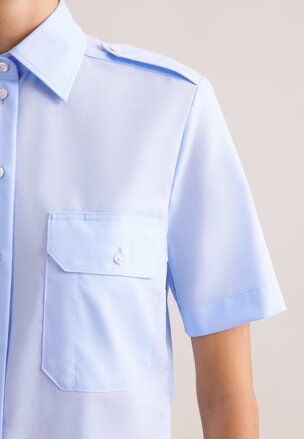 Dámská pilotka slim fit s krátkým rukávem v modré barvě 100 % bavlna Seidensticker 