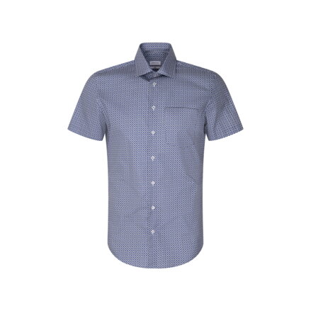 Pánská modrá vzorovaná košile regular fit s krátkým rukávem Seidensticker