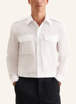 Pánská pilotka regular fit s dlouhým rukávem v bílé barvě Seidensticker 