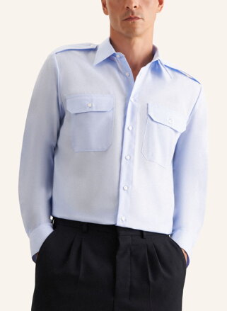 Pánská pilotka regular fit s dlouhým rukávem v modré barvě Seidensticker 