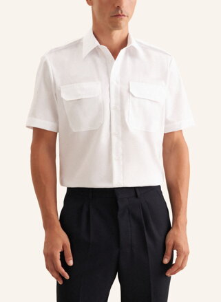 Pánská pilotka regular fit s krátkým rukávem v bílé barvě Seidensticker 