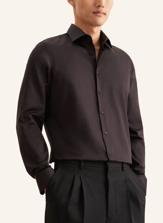 Seidensticker luxusní pánská černá Shaped fit košile Cover Easy Care satén