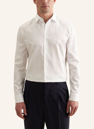 Seidensticker luxusní pánská bílá Shaped fit košile Cover Easy Care satén