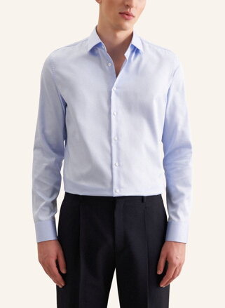 Seidensticker luxusní pánská modrá Shaped fit košile Cover Easy Care satén