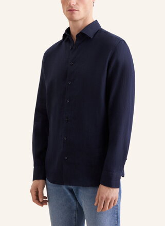 Lněná modrá Navy pánská košile Slim fit Seidensticker