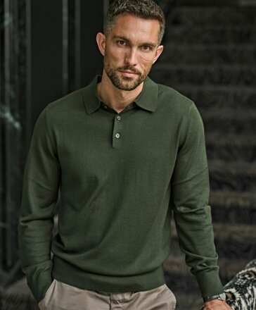 Pánský merino polo svetr s légou a límečkem TEE JAYS