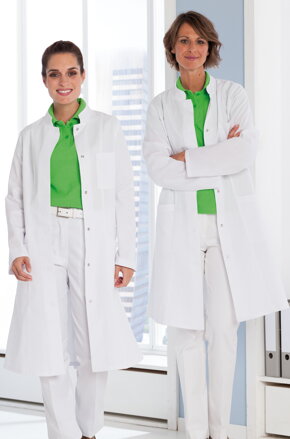 Dámský bílý zdravotnický pracovní plášť se stojáčkem Exner