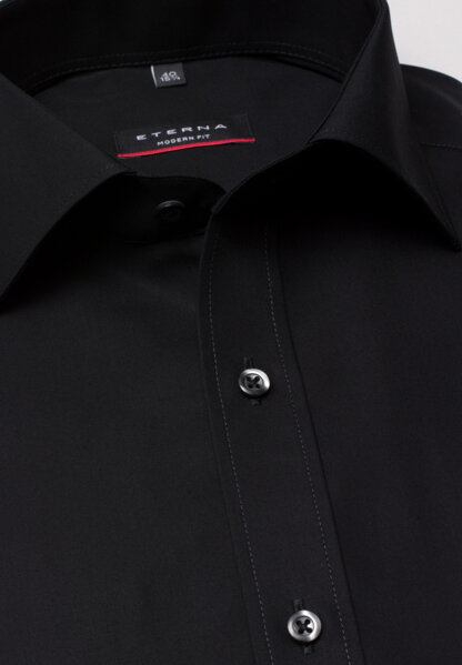 ETERNA Modern Fit černá košile pánská krátký rukáv Popelín s kapsičkou