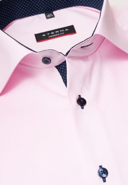 Jednobarevná růžová pánská košile ETERNA non iron s barevným kontrastem