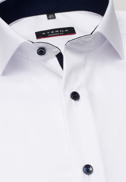 ETERNA Modern Fit pánská košile bílá neprosvítající s tmavě modrým kontrastem Non iron