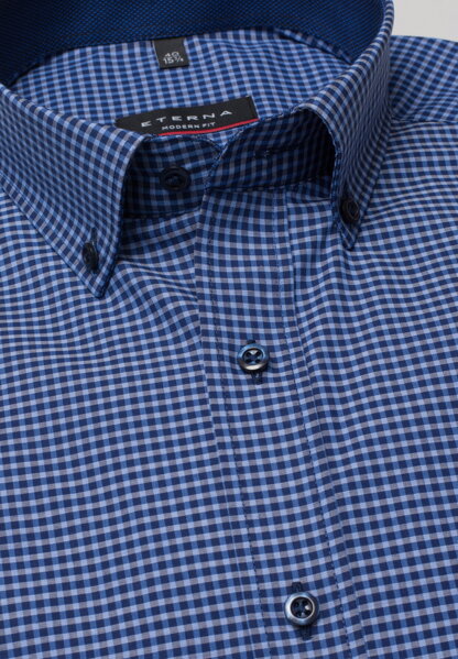 Sportovní kostkovaná košile pro muže ETERNA Modern fit 100% bavlna popelín non iron náprsní kapsa