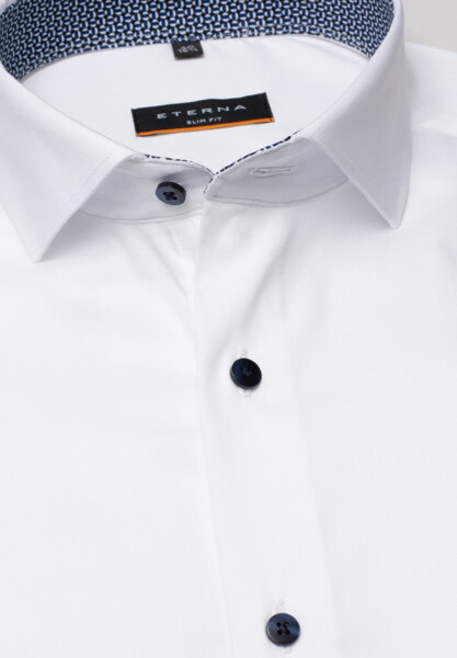 ETERNA Slim Fit pánská strečová košile pro sportovce bílá s kontrastem