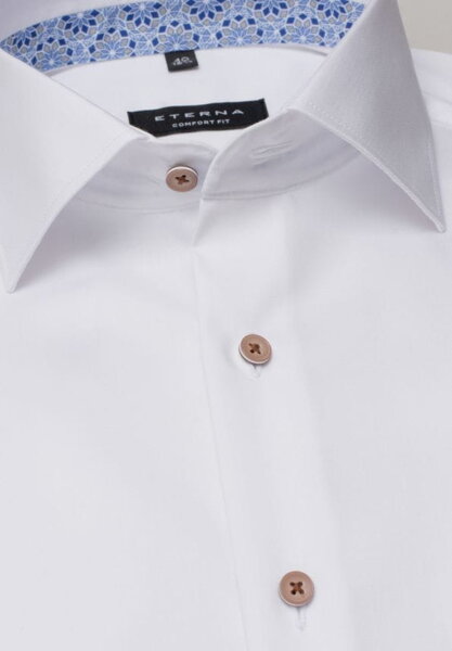 ETERNA Slim Fit unikátní omyvatelná bílá košile s kontrastem Rypsový kepr Non Iron Lotus