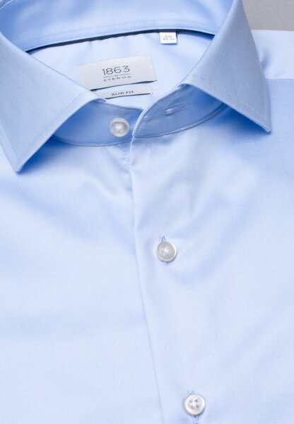 1863 BY ETERNA luxusní keprová košile modrá Slim Fit super soft Non Iron