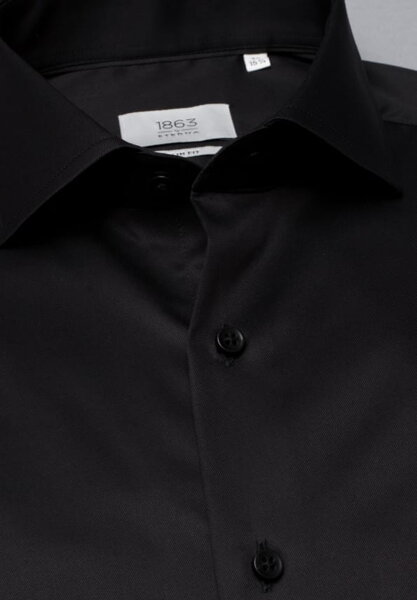 Pánská černá košile ETERNA Slim Fit Rypsový kepr Non Iron 100% bavlna 