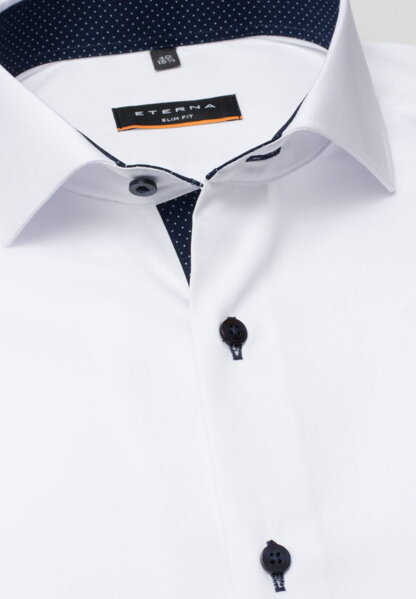 Pánská košile ETERNA Slim Fit Royal Oxford bílá s modrým kontrastem Non Iron