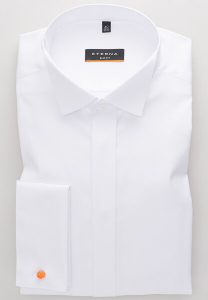 ETERNA Slim Fit smokingová bílá neprosvítající košile na manžetové knoflíčky Non Iron Cover