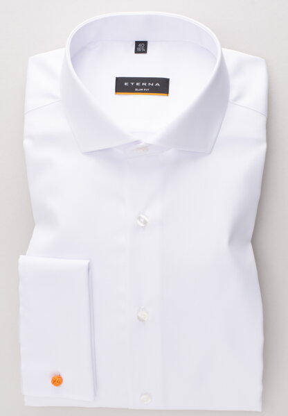 ETERNA Slim Fit bílá neprosvítající košile na manžetové knoflíčky Non Iron Cover 