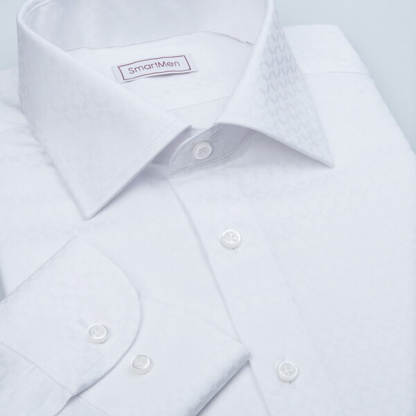 SmartMen bílá košile pánská s decentním vzorem kára Regular fit