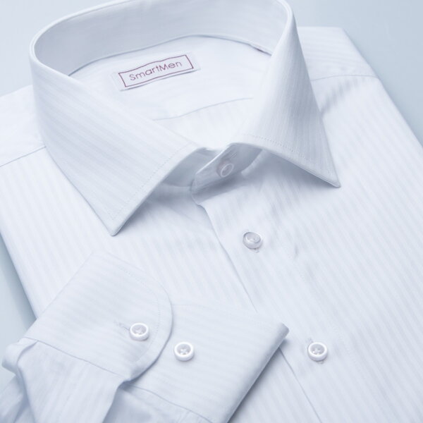 SmartMen pánská košile bílá Elegance proužek Slim fit