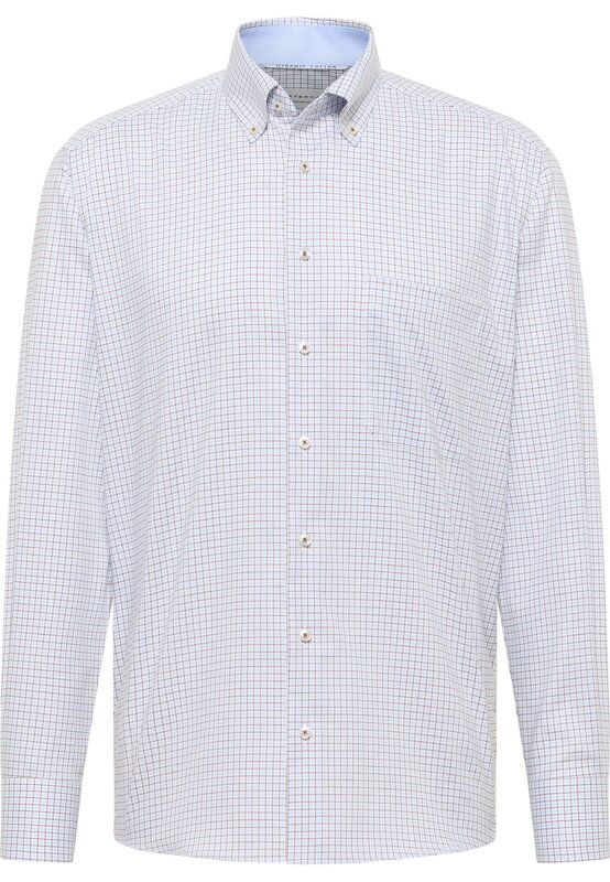 ETERNA Modern fit károvaná košile hnědo modrá Button-down Non iron