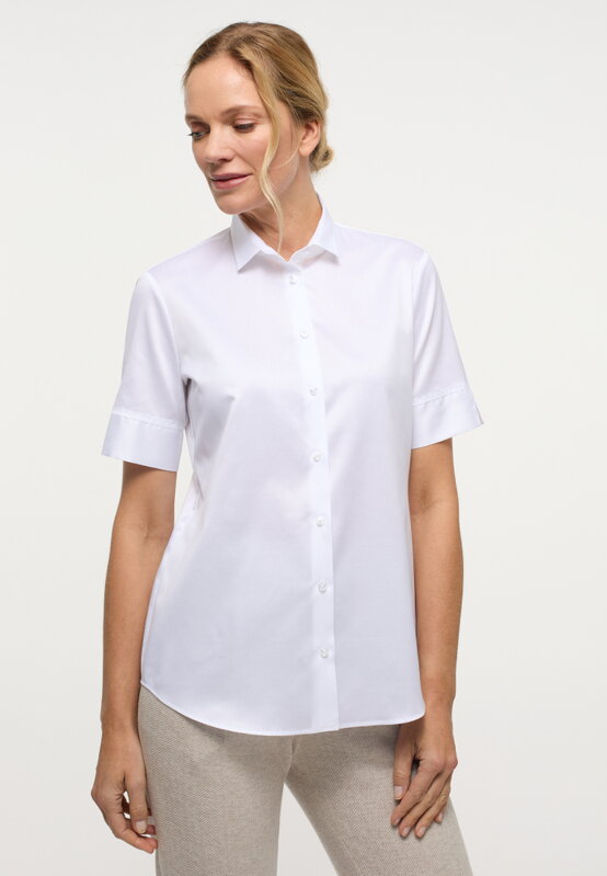 ETERNA Regular (Modern Classic) dámská bílá neprosvítající halenka rypsový kepr 100% bavlna Easy Iron - Krátký rukáv