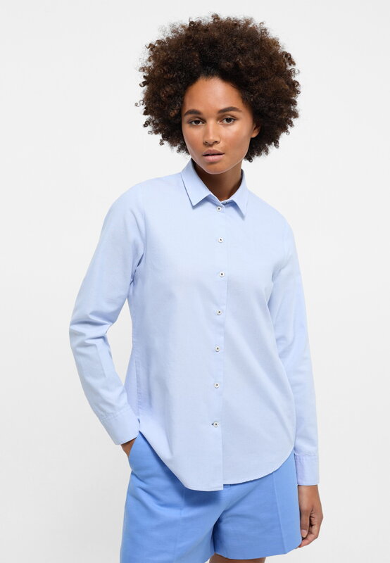 Dámská košile ETERNA Regular Oxford modrá s kontrastem Easy Iron