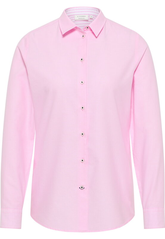 Dámská košile ETERNA Regular Oxford růžová s kontrastem Easy Iron
