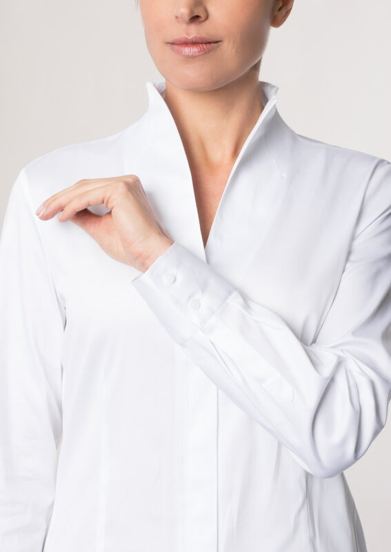 Elegantní dámská bílá halenka s dlouhým rukávem ETERNA 95% bavlna 5% elastan easy iron Elegantní dámská bílá halenka s dlouhým rukávem ETERNA 95% bavlna 5% elastan easy iron