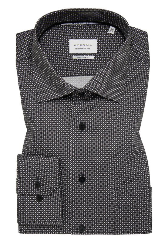 Antracitová bavlněná pánská košile ETERNA Modern fit s potiskem